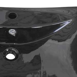 Černé luxusní keramické umyvadlo obdélníkové s přepadem a otvorem na baterii - obrázek 6