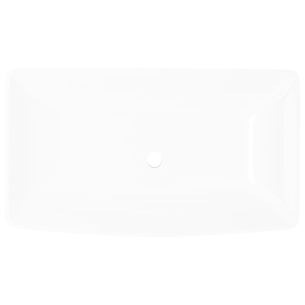vidaXL Luxus Kerámia Mosdó Négyszögletű Mosogató Fehér 71 x 39 cm