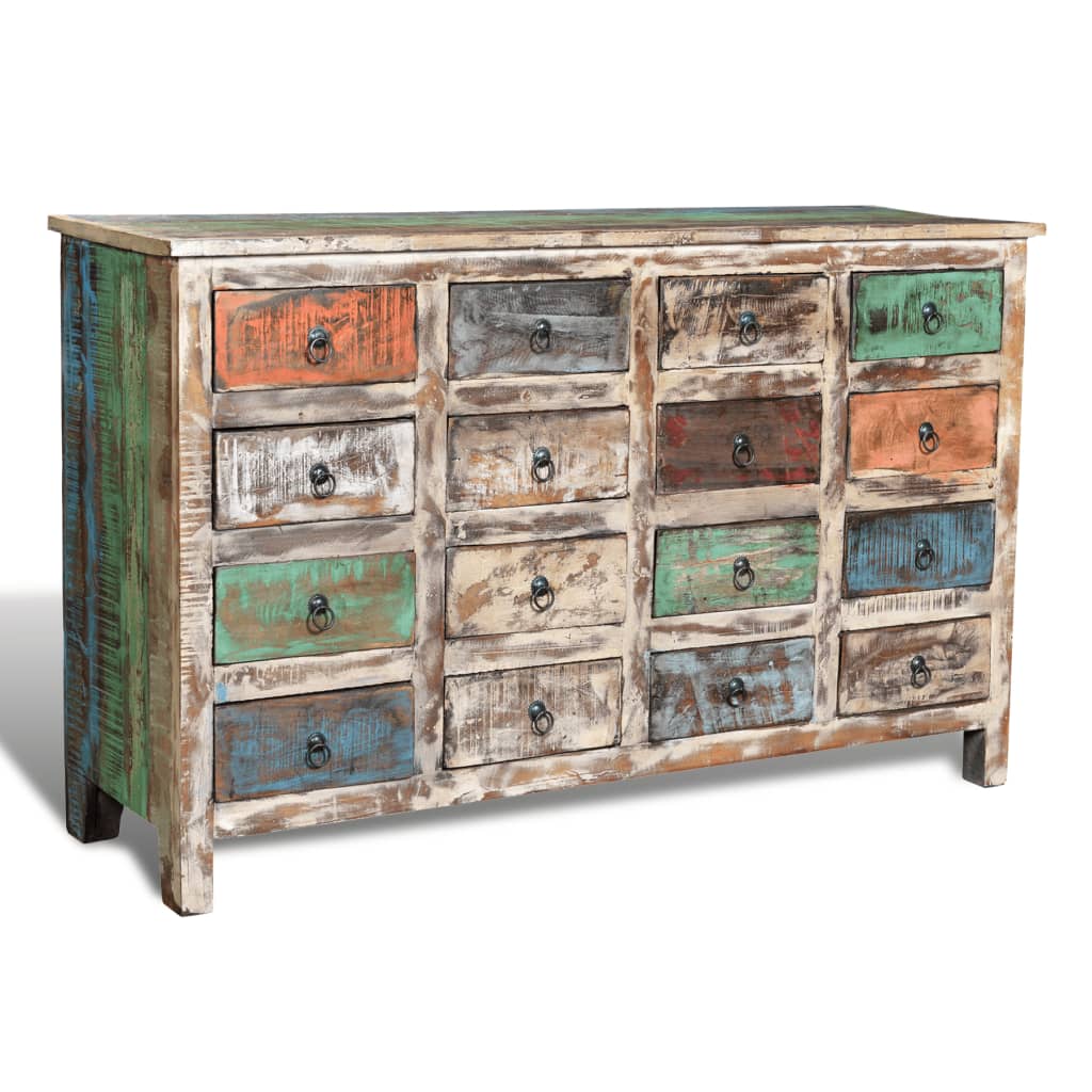 

vidaXL Kast met 16 lades stijl gerecycled hout meerkleurig