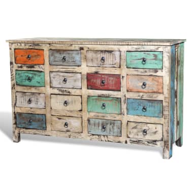 Vidaxl Reclaimed Cabinet Solid Wood Multicolour With 16 Drawers