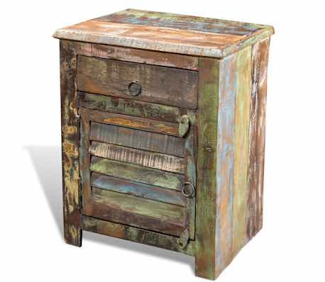 Vidaxl End Table With 1 Drawer 1 Door Reclaimed Wood Vidaxl Com