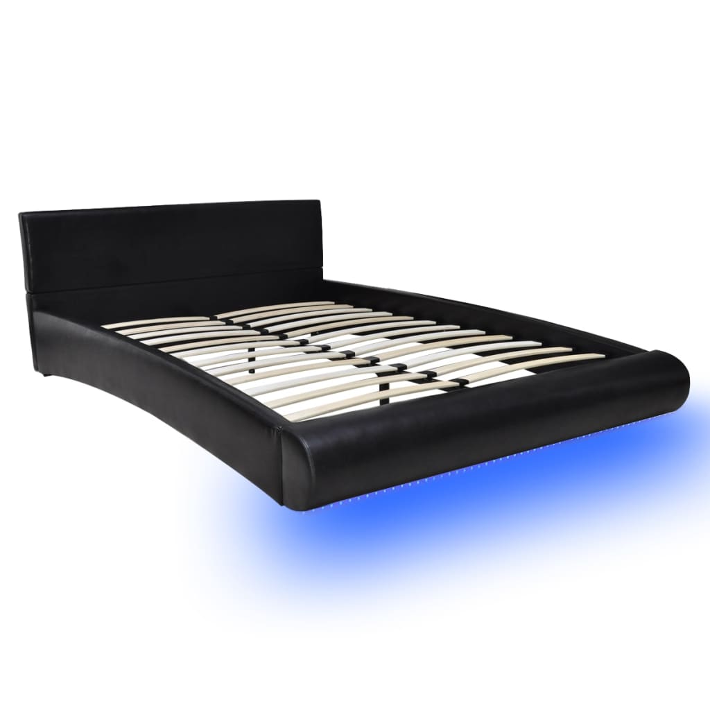 

vidaXL Bed met matras LED kunstleer zwart 180x200 cm