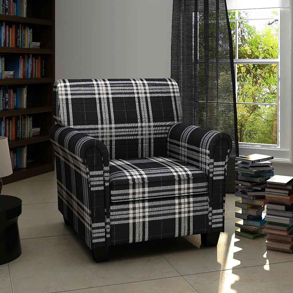 vidaXL Fotoliu cu pernă, negru, material textil
