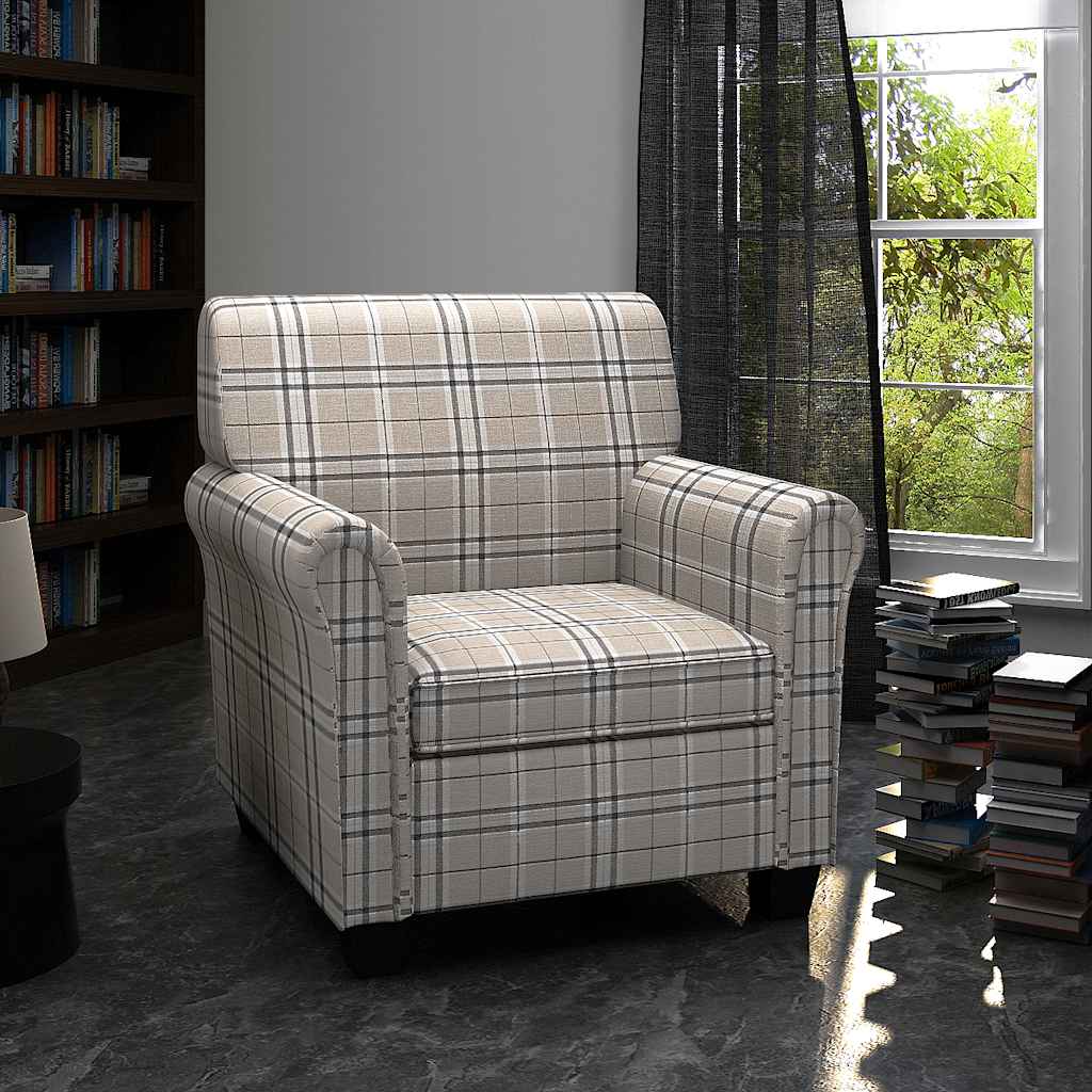 vidaXL Fotoliu cu pernă, crem, material textil