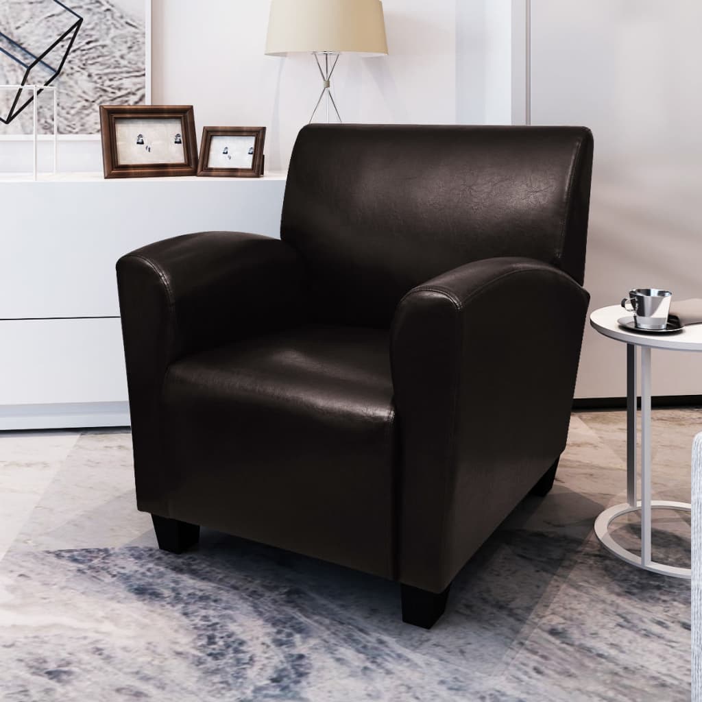 Sofa Chair Dark Brown Faux Leather