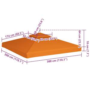 Náhradní střecha na altán 310 g/m² oranžová 3 x 3 m - obrázek 6