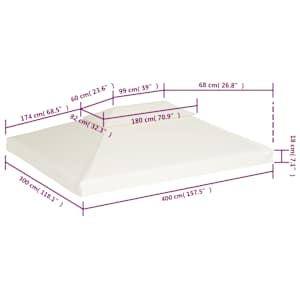 Náhradní střecha na altán 310 g/m² krémově bílá 3 x 4 m - obrázek 6