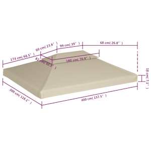 Náhradní střecha na altán 310g/m² béžová 3 x 4 m - obrázek 6