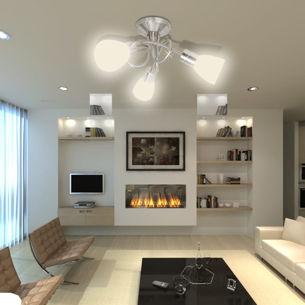 Lampada Da Soffitto Con Diffusori In Vetro Per 3 Lampadine E14 VidaXL 16 width=274