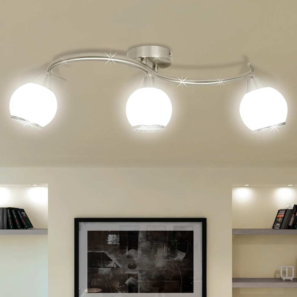 Loftslampe med glasskærme bølget 3 E14 pærer