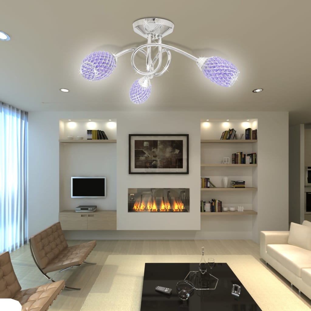 Ceiling Lamp with Purple Acrylic Crystal Shades