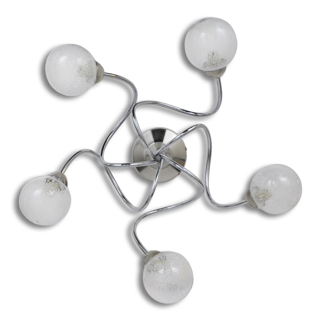 vidaXL Plafondlamp met ronde glazen kapjes (5 x G9)