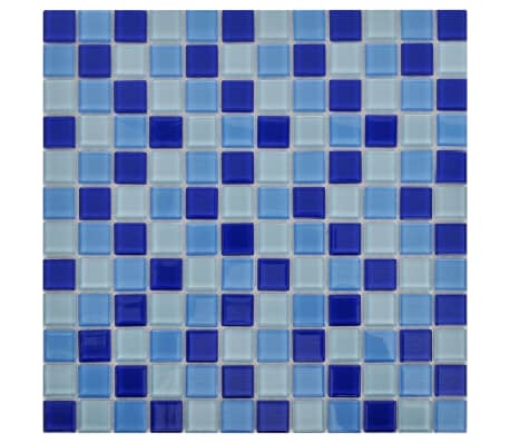 Balto ir Mėlyno Stiklo Mozaikos Plytelės, 10 vnt. (0,9 kv.m)