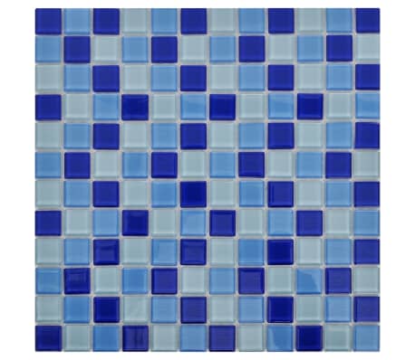 Carreaux Mosaïques en Verre bleu blanc 10 pcs 0.9 m2