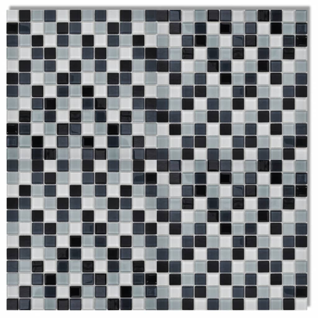 99140949 10x Glass Mosaik Fliesen Schwarz Weiss Grau 0 9 Qm