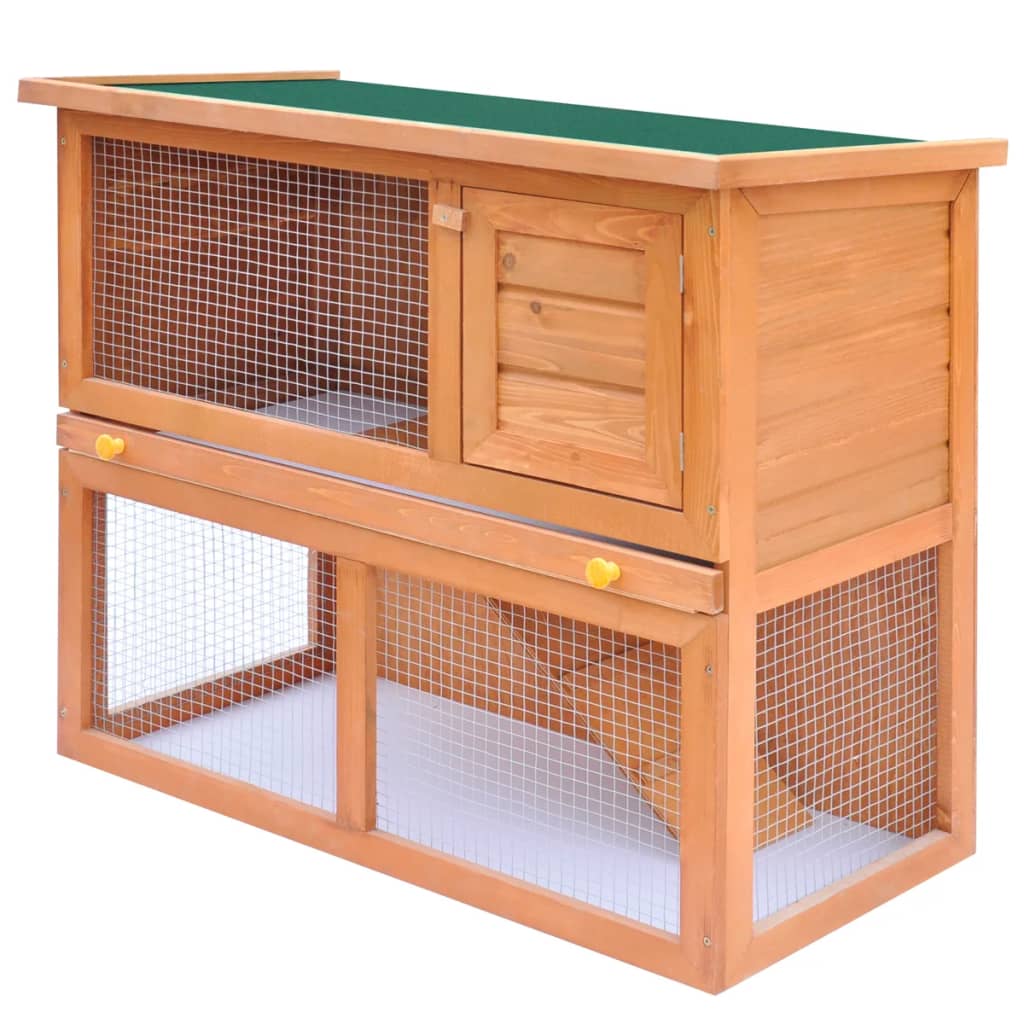 Soldes vidaXL Grande cage clapier extérieur pour lapins en bois double  clapiers 2024 au meilleur prix sur