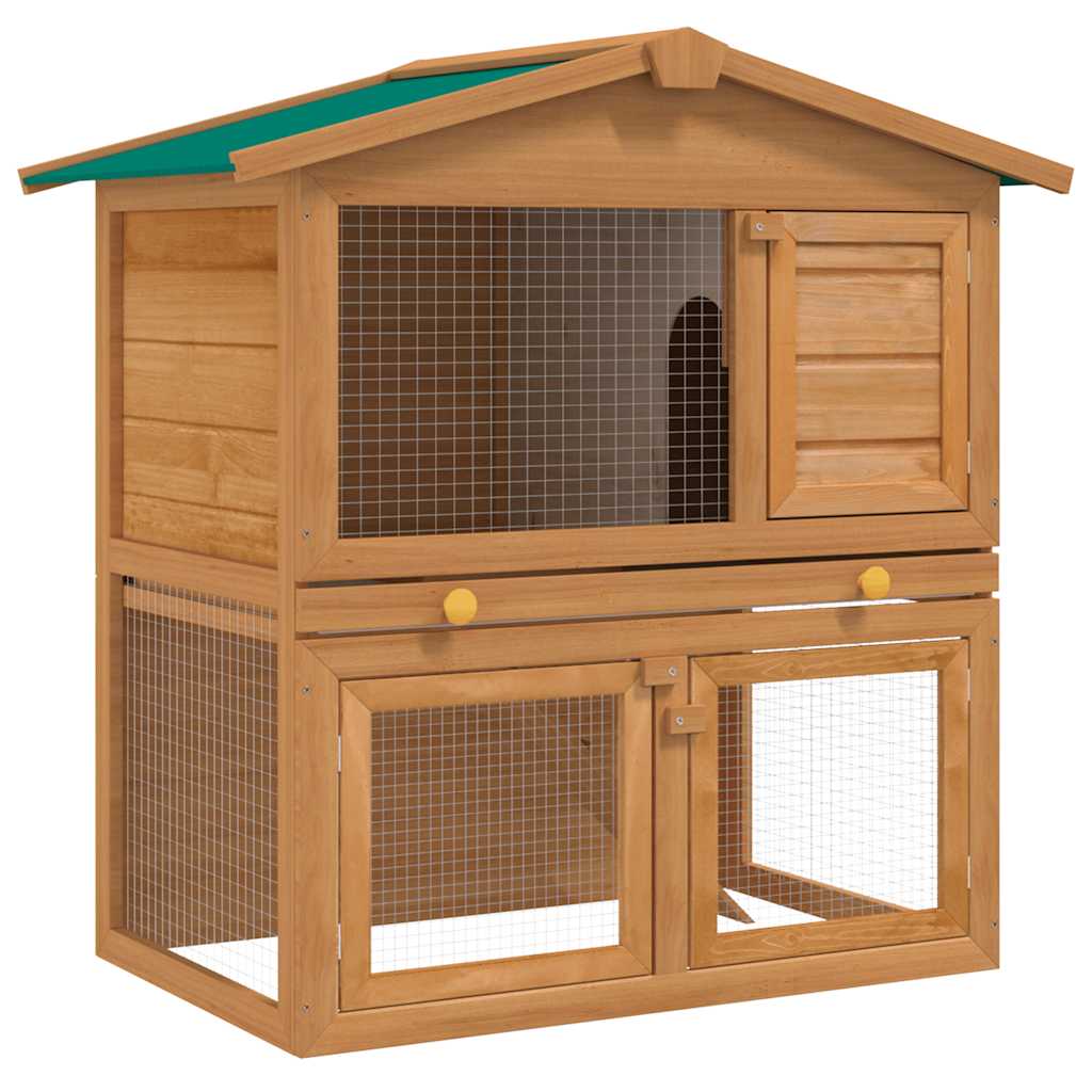 

Outdoor Rabbit Hutch Small Animal House Pet Cage 3 Doors Wood