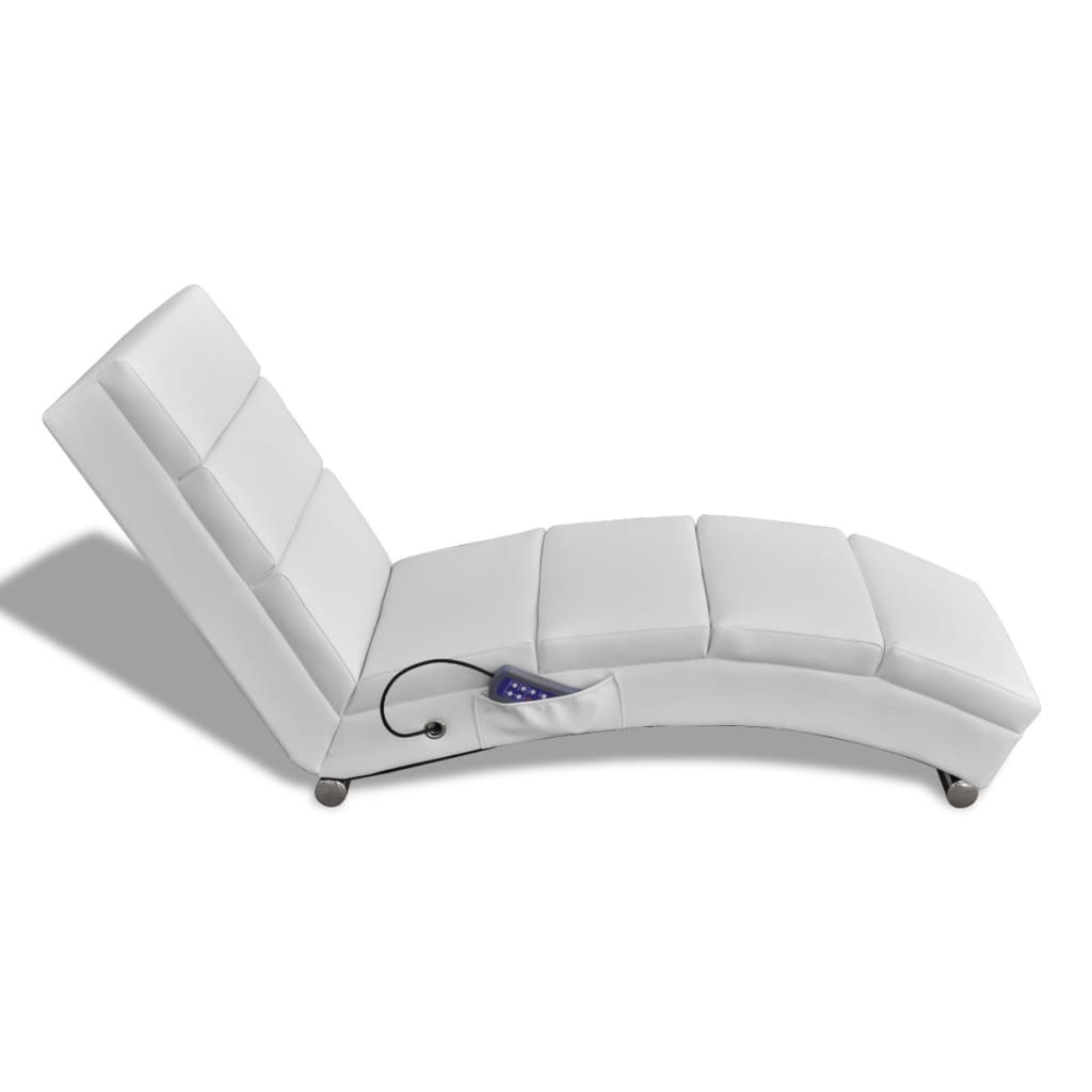 VidaXL - vidaXL Massage ligstoel kunstleer wit