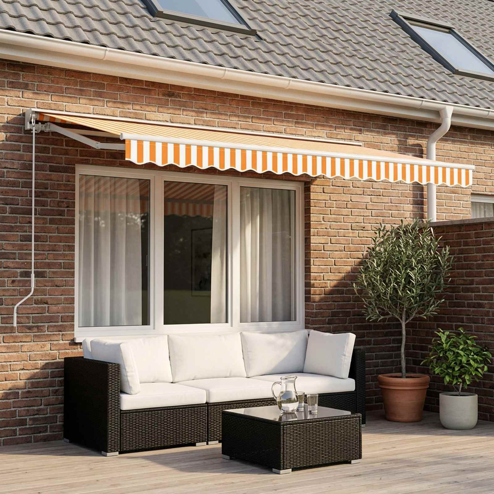 vidaXL Ersatzstoff für Markise Gelb und Weiß 600×300 cm Polyester