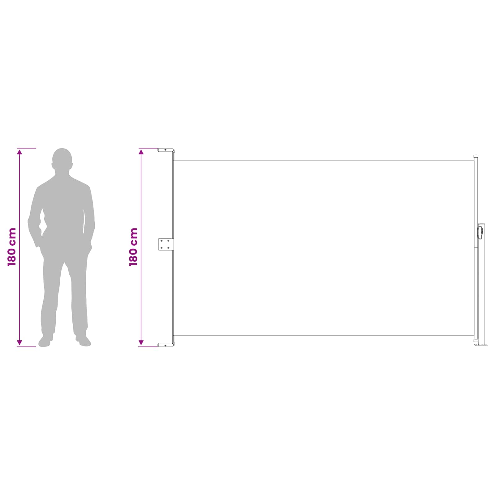 Patio Terrace Side Awning size guide