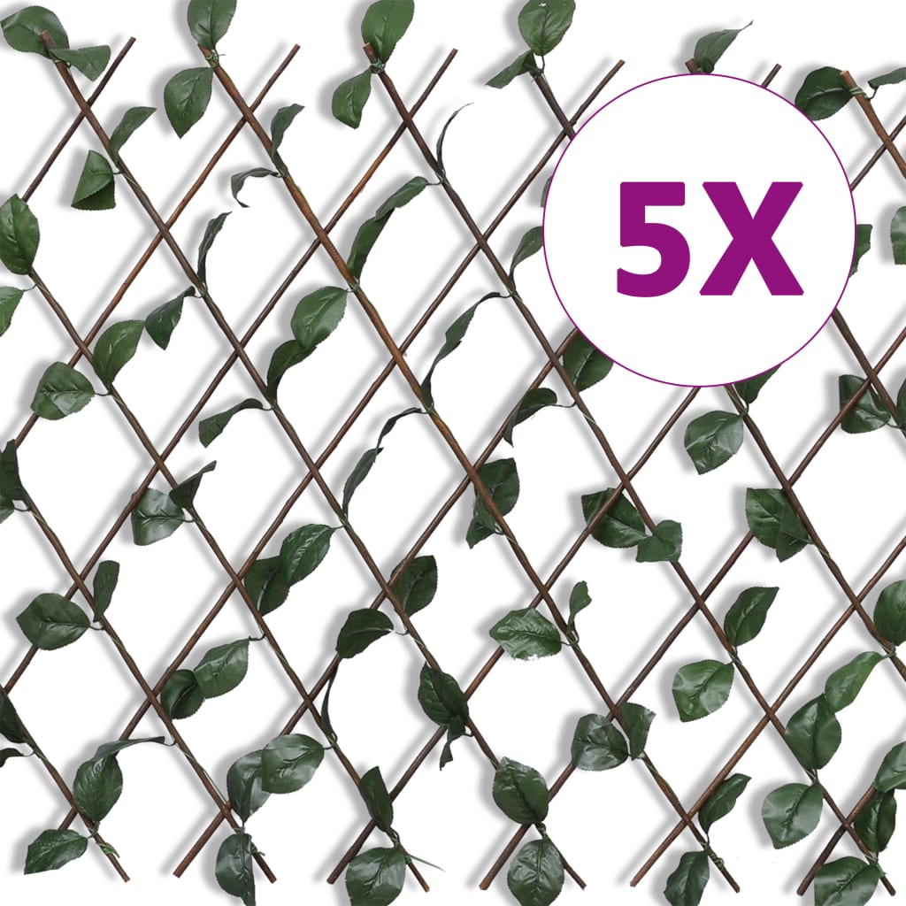 vidaXL Gard cu zăbrele, frunze artificiale, 5 buc.,180 x 90 cm, salcie vidaXL