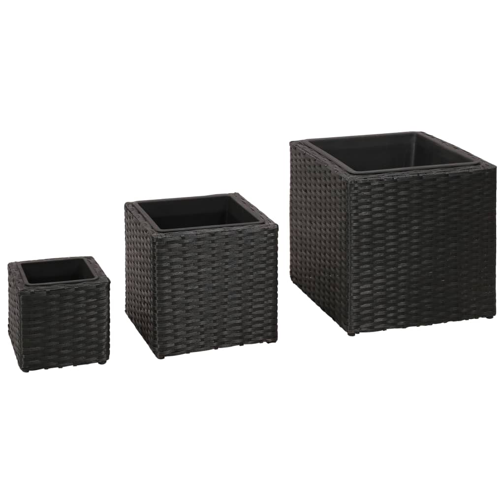 vidaXL plantekasser 3 stk. polyrattan sort