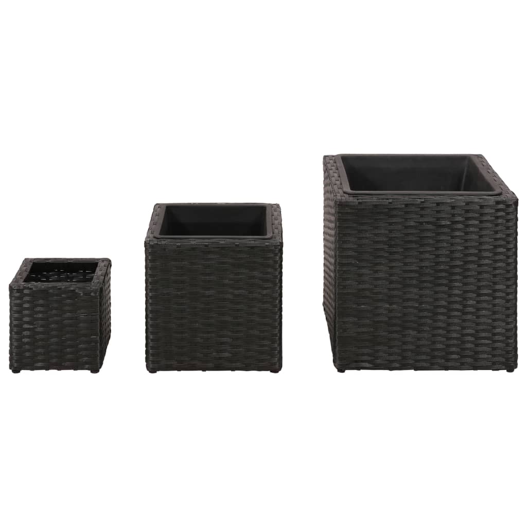 vidaXL plantekasser 3 stk. polyrattan sort