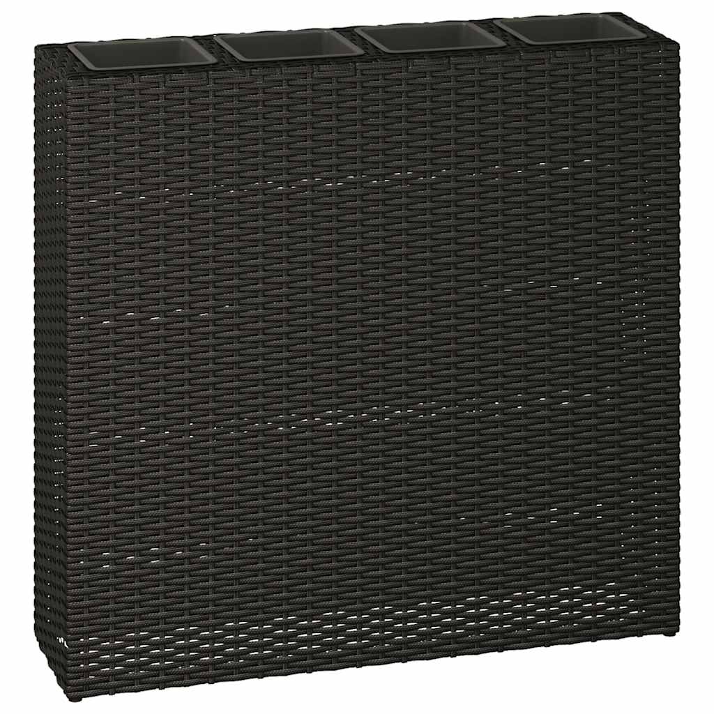 vidaXL Letto Rialzato da Giardino con 4 Vasi in Polyrattan Nero