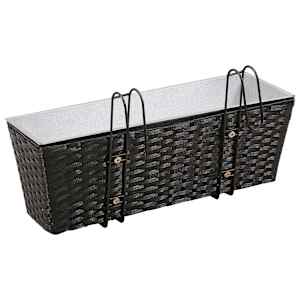 Balkonové závěsné ratanové truhlíky sada 2 ks, 50 cm, černé - obrázek 4