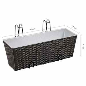 Balkonové závěsné ratanové truhlíky sada 2 ks, 50 cm, černé - obrázek 8