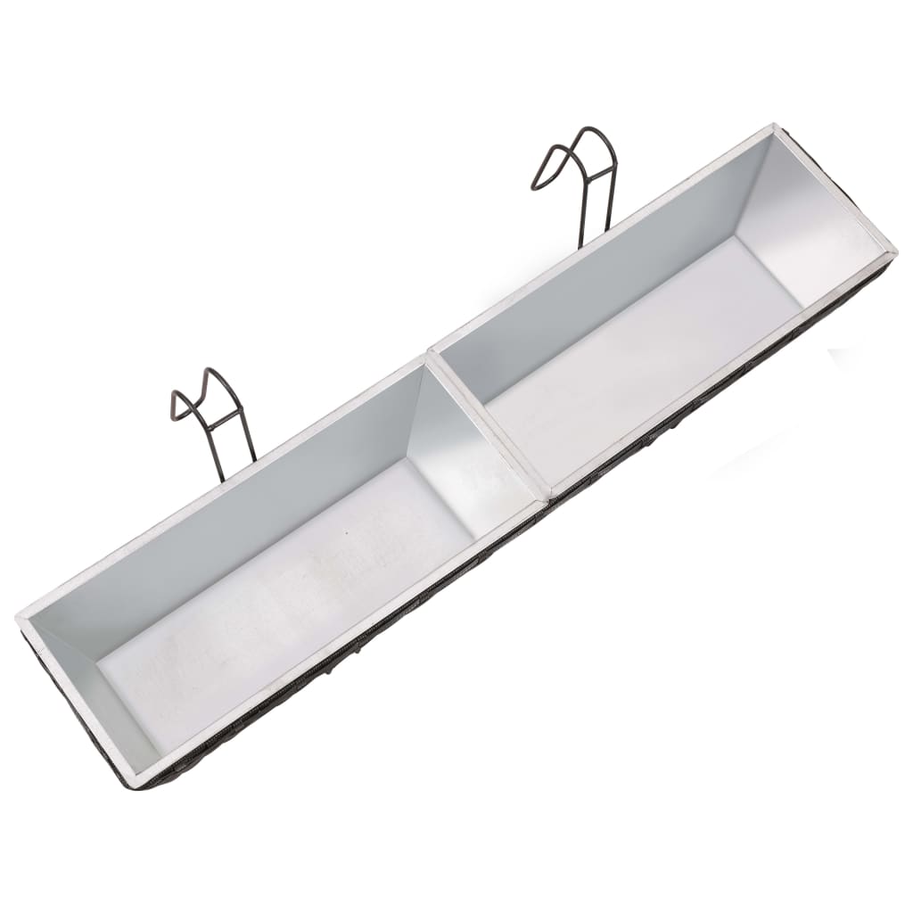 Ensemble De Jardinières De Balcon Trapèze Rotin 80cm 2 Pcs Noir VidaXL 18 width=274