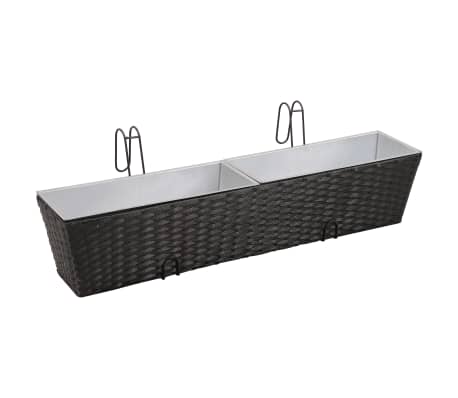 Jardinieră din ratan pentru balcon, 80 cm, 2 buc, Negru