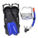 Diving Set Snorkel Fins Lens Blue for Adults Size 10-14