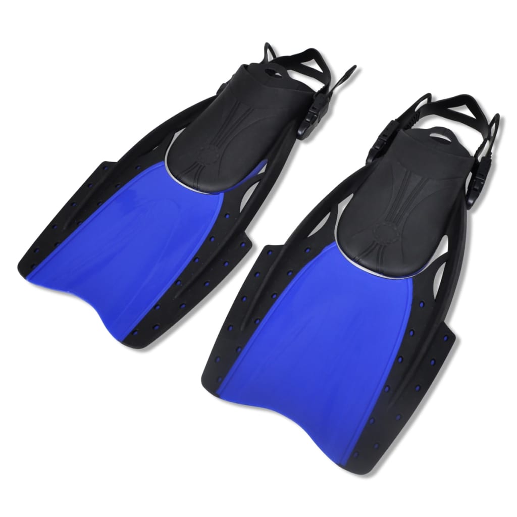Duik en snorkel set met flippers en bril blauw voor volwassenen 42-47