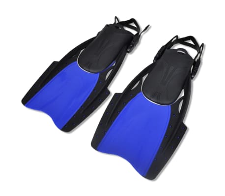 Diving Set Snorkel Fins Lens Blue for Adults Size 10-14