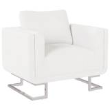 vidaXL Poltrona cubo com pés cromados, couro artificial branco