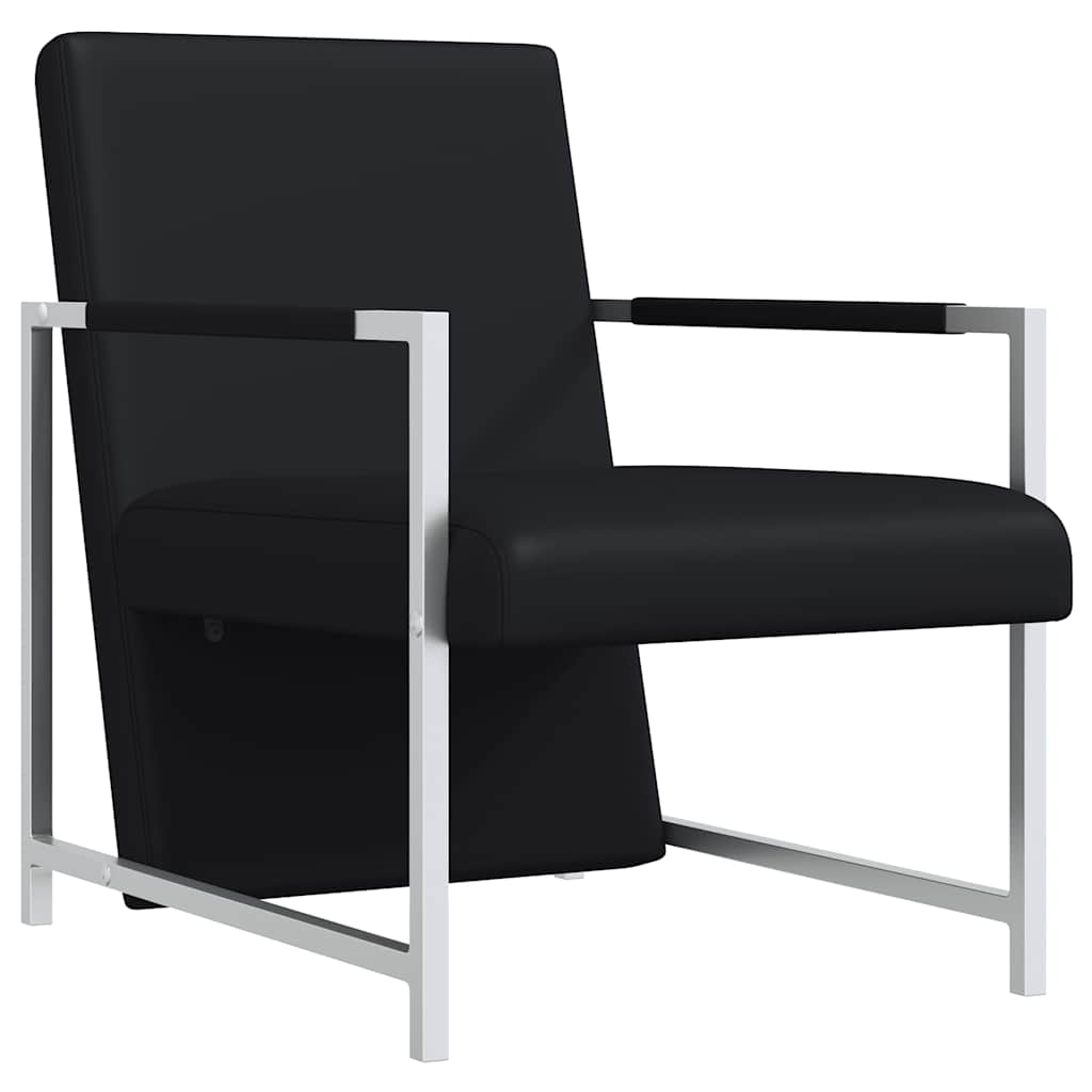 E-shop vidaXL Kreslo s chrómovými nohami, čierne, umelá koža