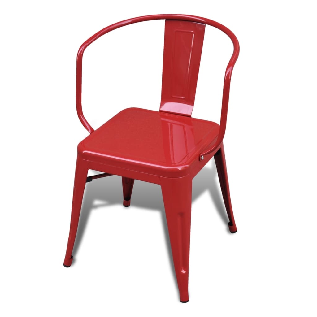 

vidaXL Eetkamerstoelen 6 st staal rood