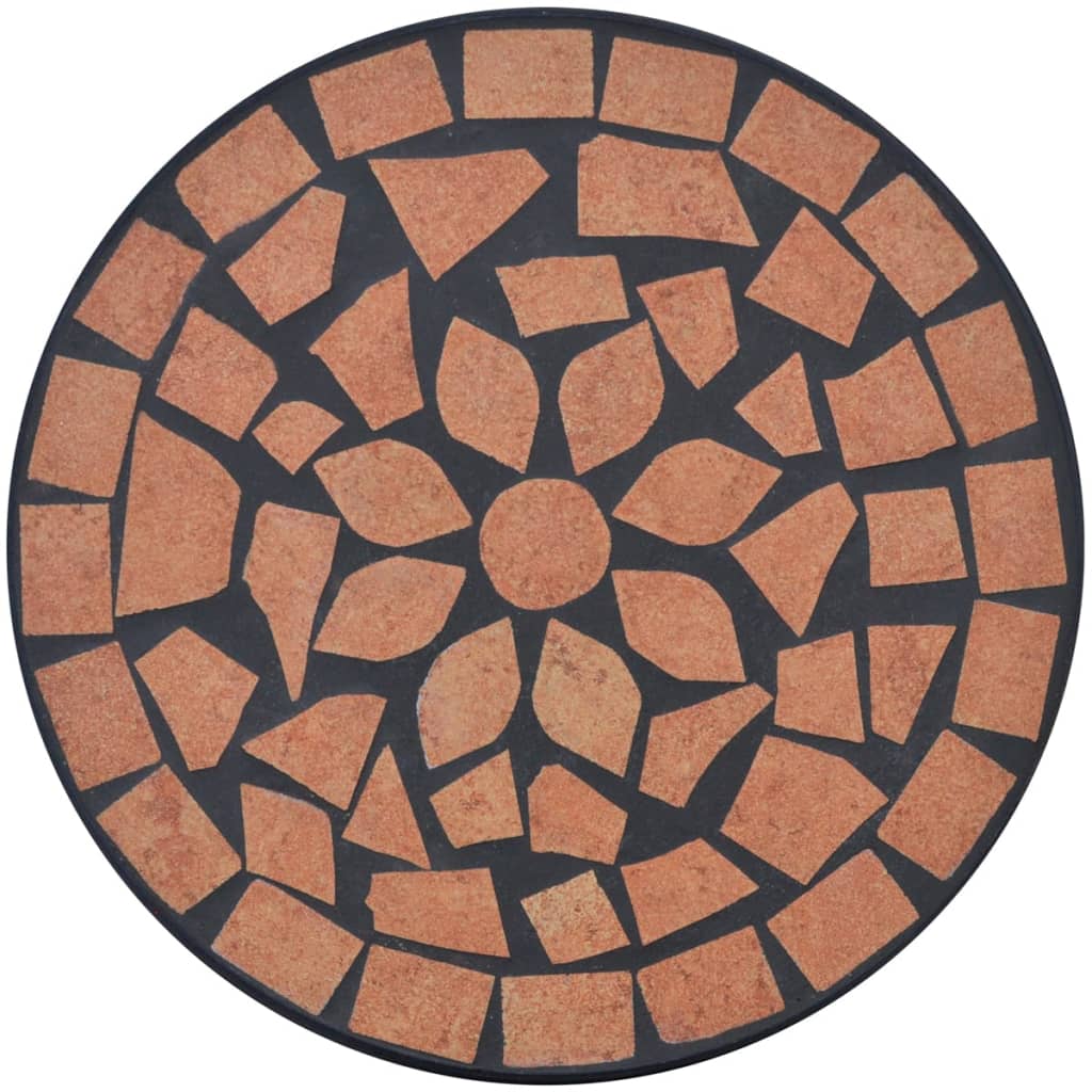 

vidaXL Mozaïek bijzettafel rond terracotta en zwart