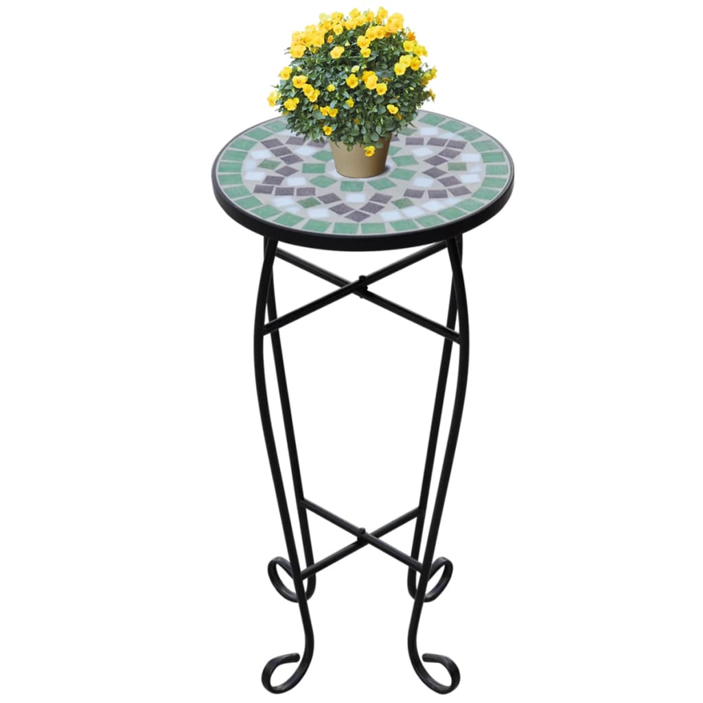 Petrashop  Mozaikový odkládací stolek na květiny zelený a bílý