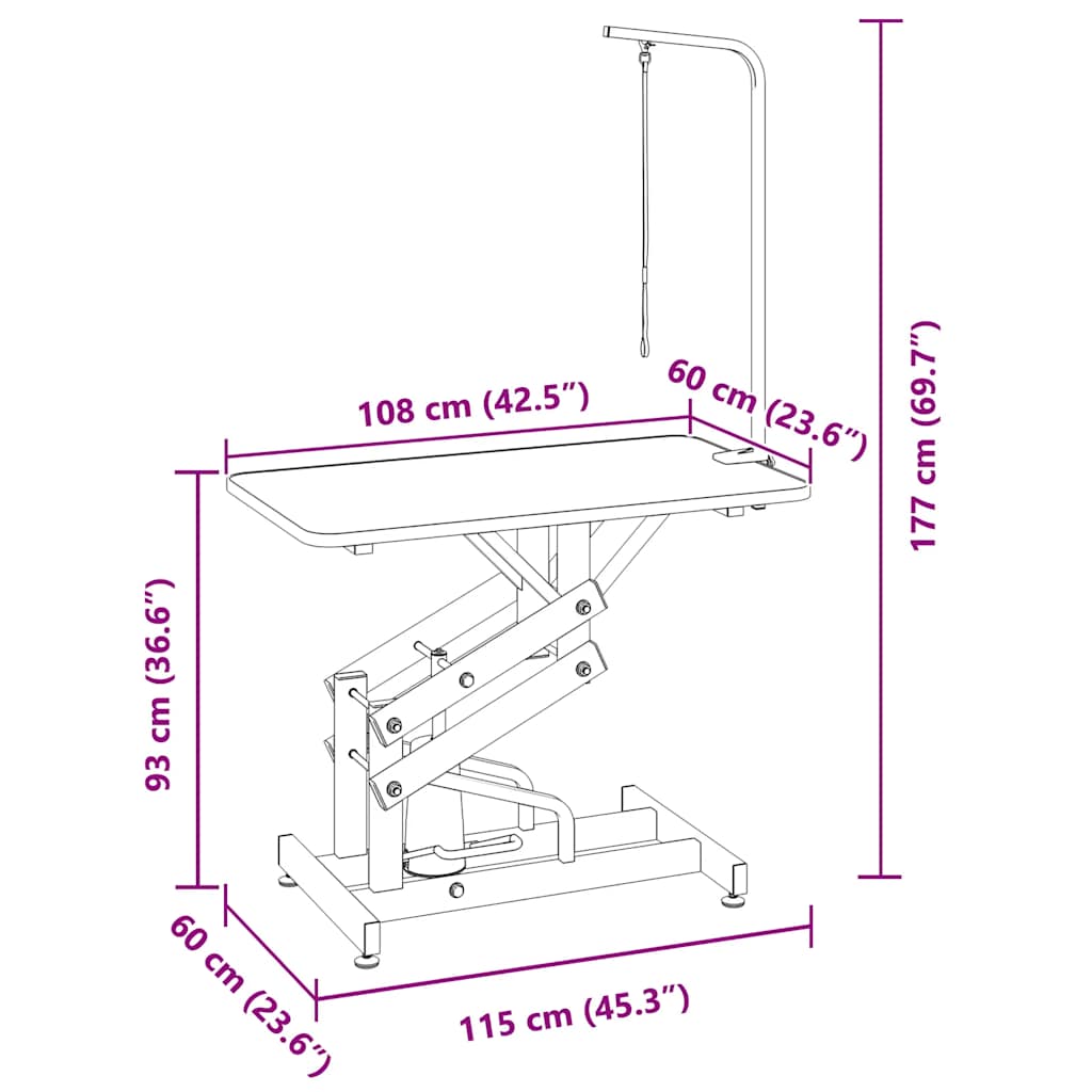 Mājdzīvnieku Grūminga/Kopšanas Galds ar Hidraulisko Regulēšanu