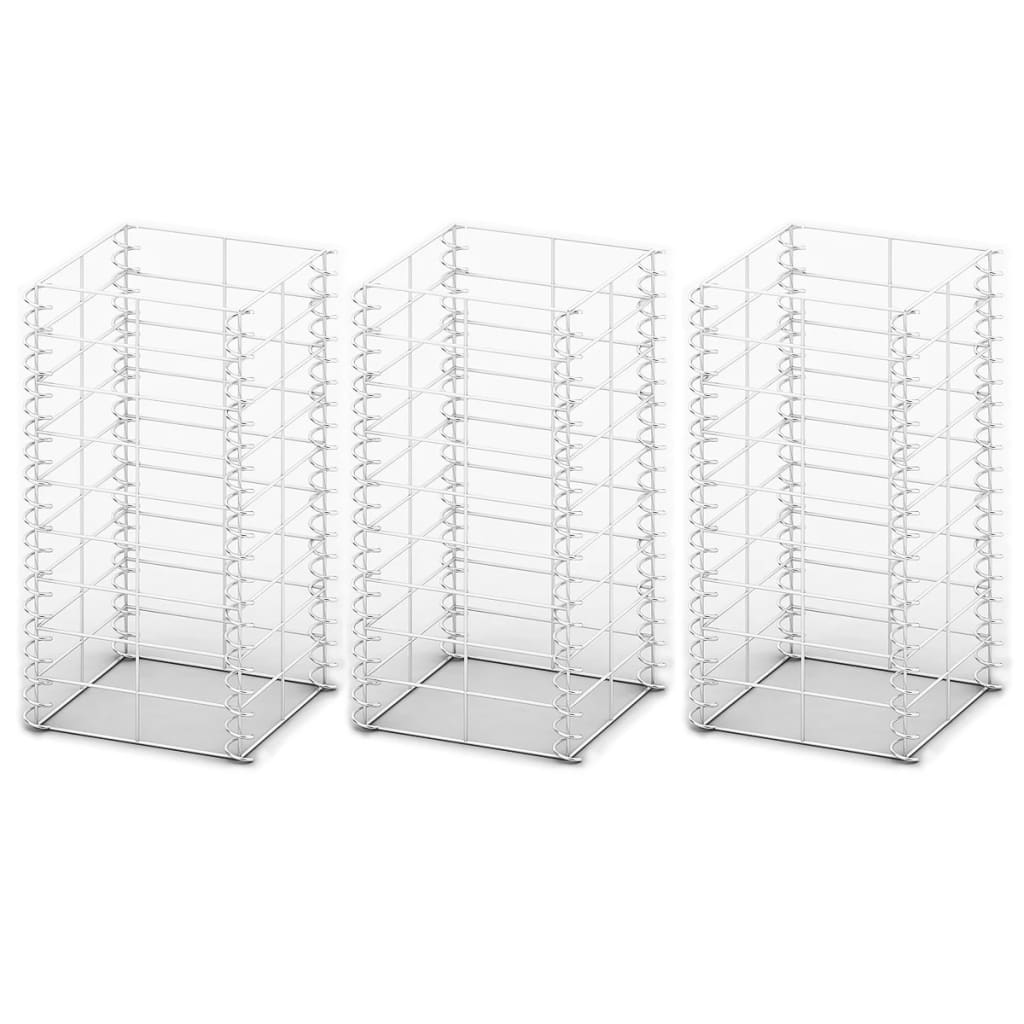 vidaXL 3-delige Schanskorfset 25x25x50 cm gegalvaniseerd draad afbeelding