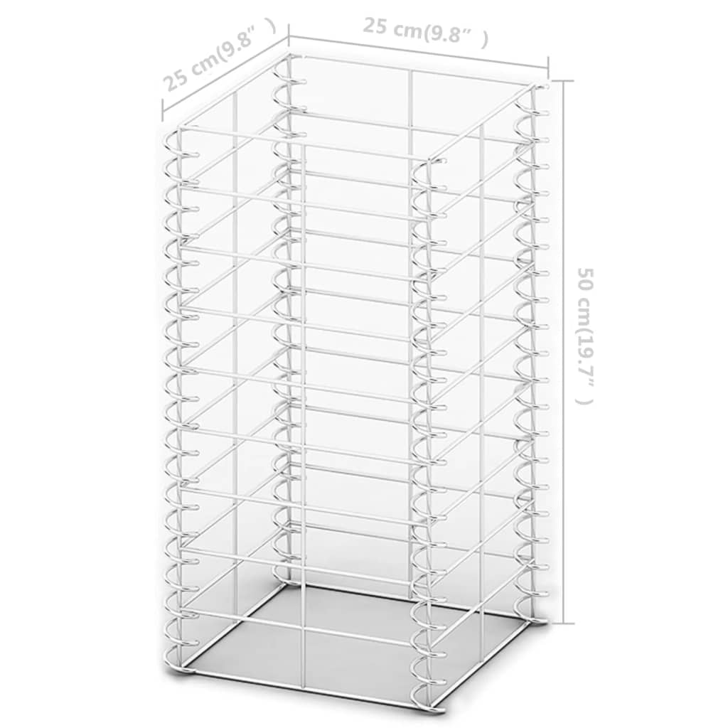 3 db gabion kosár horganyzott drótból 25 x 25 x 50 cm