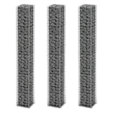 vidaXL Gabion Set 3 pcs Galvanized Wire 9.8"x9.8"x77.6"