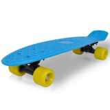 Retro skateboard s modrou doskou a žltými kolieskami 6,1"