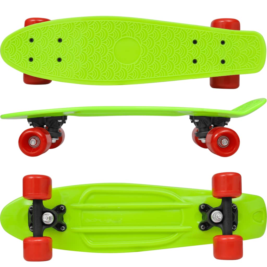 Retro Skateboard with Green Top Red Wheels 6.1"