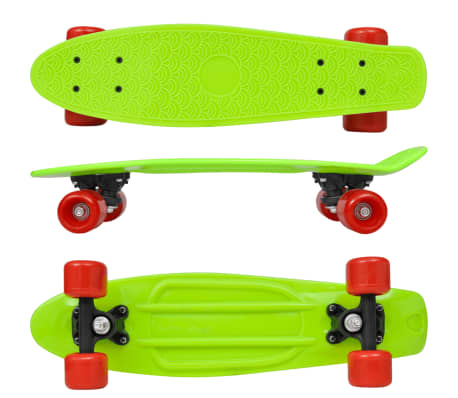 Penny skateboard plast grön bräda röda hjul 6,1"