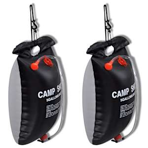 Zunanji tuš za kampiranje s solarnim sistemom, 20 L, 2 kosa