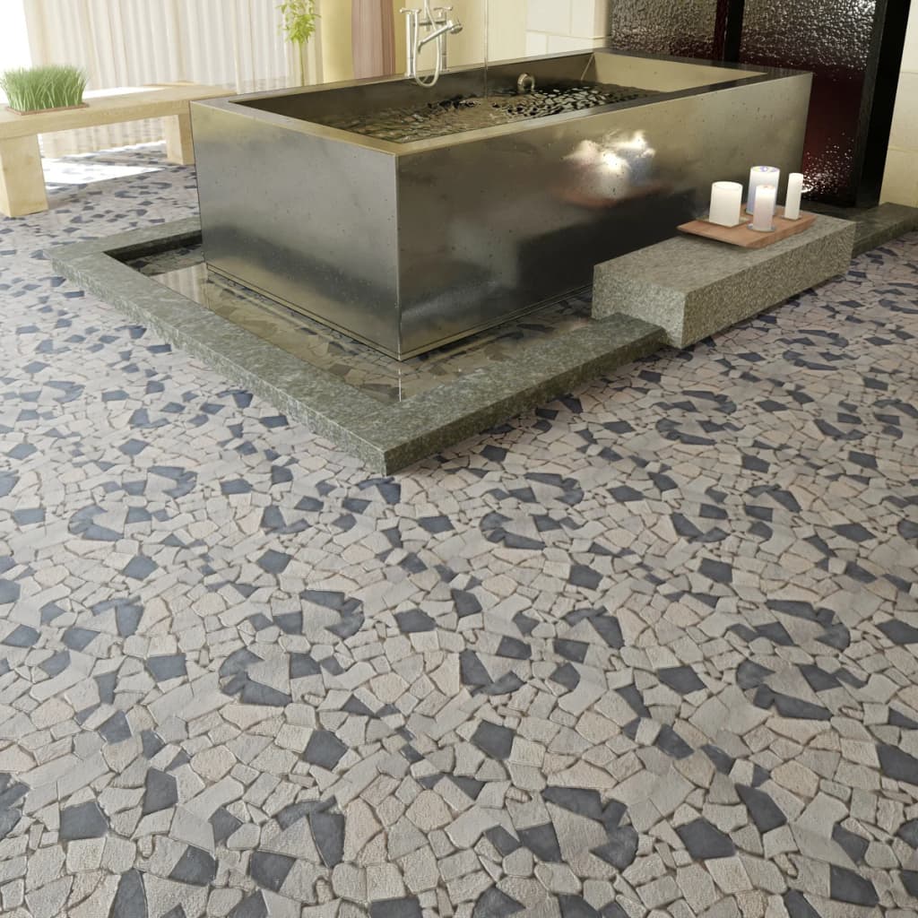 vidaXL Mosaiikkilaatat marmori musta ja valkoinen 1,8 m2