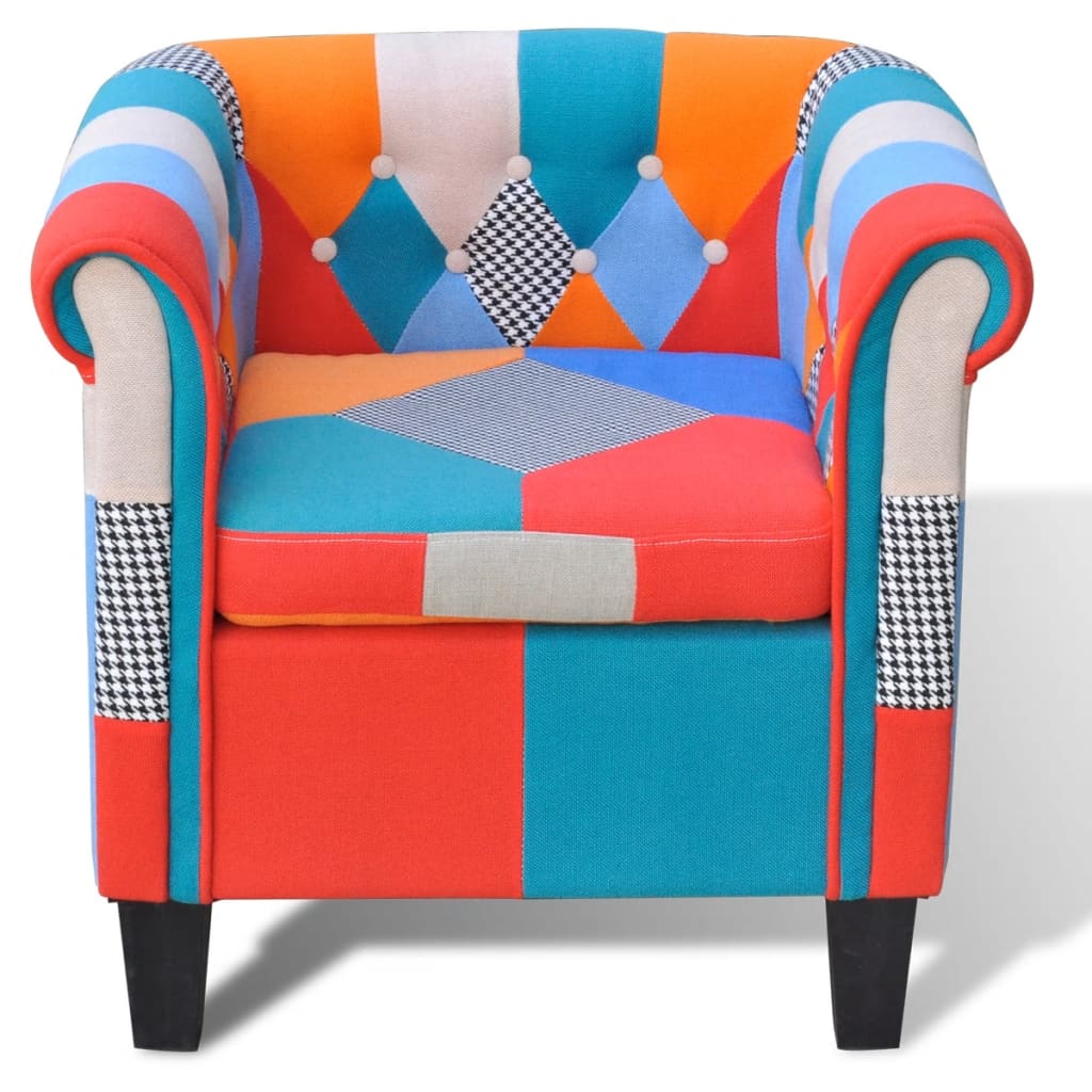 

vidaXL Fauteuil met patchwork stof meerkleurig